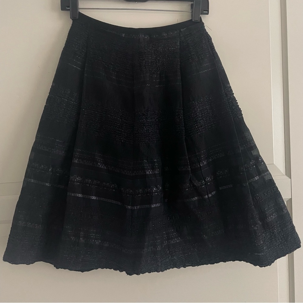 Piazza Sempione striped pattern lace midi skirt solid black 30400